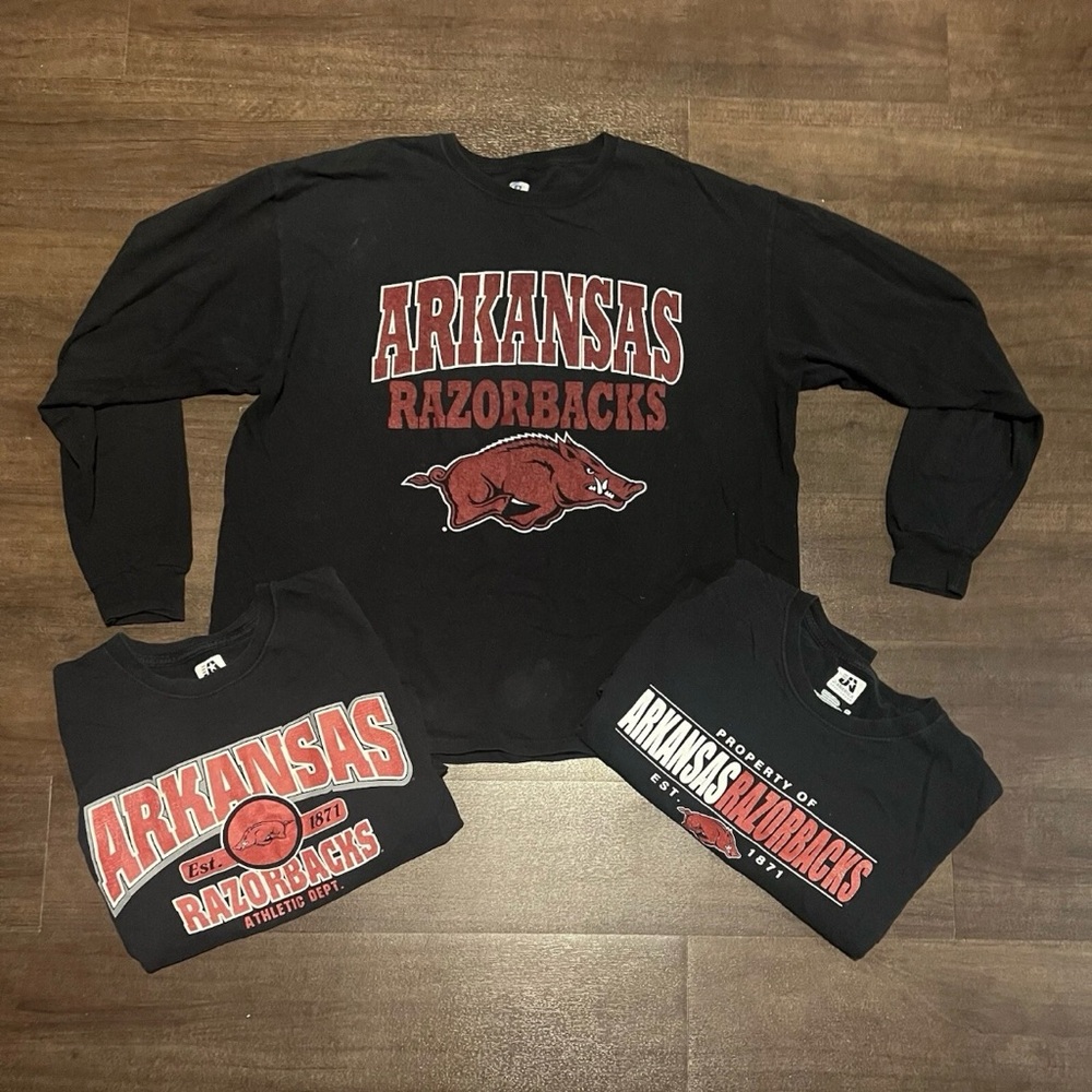 Arkansas Razorbacks Black Long And Short Sleeve Shirts Men’s Size XL